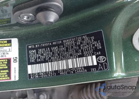 2016 Toyota Corolla Le z USA, uszkodzony, nr VIN 2T1BURHE9GC728983